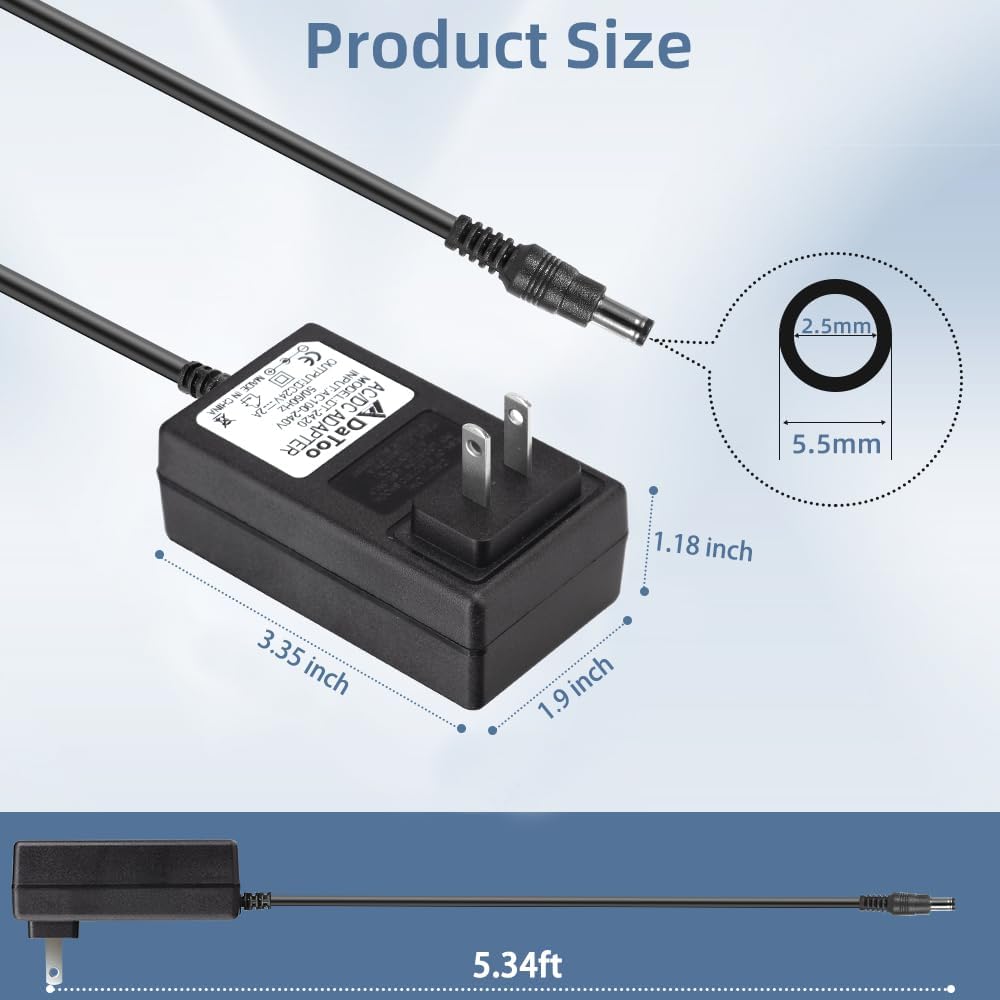 DaToo Aquarium Light LED Power Adapter AC 100-240V DC 12V 1A - 24V 2A - image 2