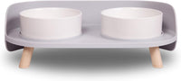 A4DOG Ceramic Dog Bowls with Stand - 13.5 OZ / White / Gray