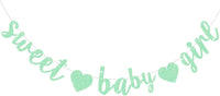 BEISHIDA Pre-Strung Glitter Champagne Girl Baby Banner Baby Shower - Light Green