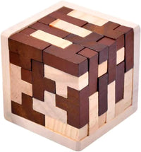 Wooden Brain Teaser Puzzles Cube Stocking Stuffers Wooden Puzzles - Coffee and Natural