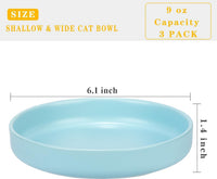 Ceramic Cat Bowls, Shallow Cat Dishes for Food and Water - Blue-3pack - image 3