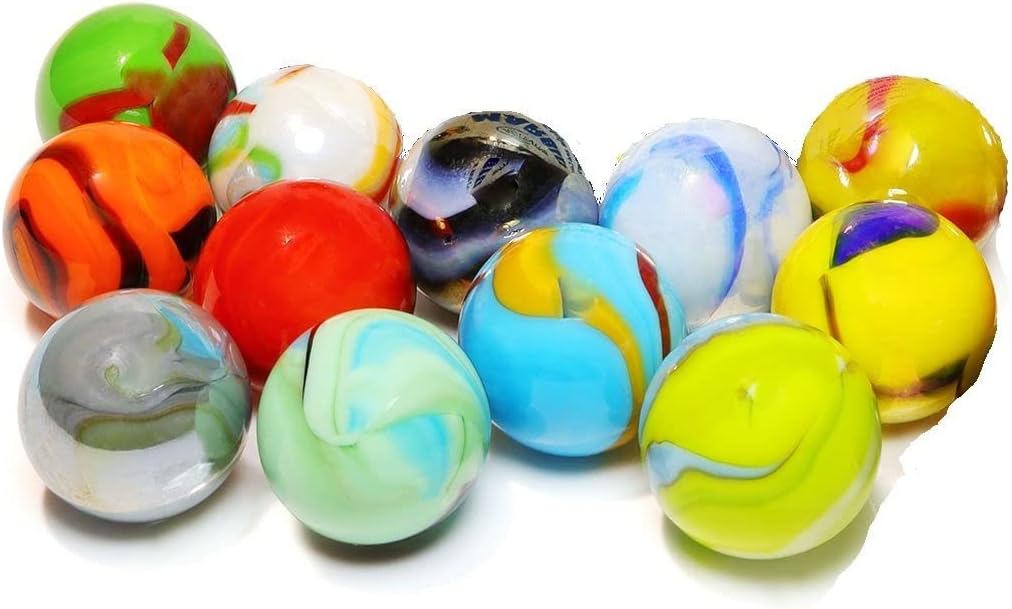 Activityya set of 12 colorful 7/8 inch glass shooter marbles
