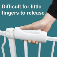 TSAYAWA Walk Through Baby Gate with Door, 43.5-48 Inch Wide Presure Mounted No Drill Metal Auto Close Child Gate for Stair Doorway - Indoor Outdoor Safty Gate for Toddler Dog Doggie, White