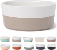 Waggo Dipper Ceramic Dog Bowl for Small and Large Breeds - Heavyweight and Durable Pet Food and Water Dish Crock, Dishwasher Safe, Modern (Vintage Grey, Large)