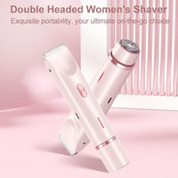 Bikini Trimmer for Women 2025 Upgrade Dual Head Shaver Women Ceramic Blades 2-in-1 Women's Body Shaver Electric Razor 90min Cordless Runtime Waterproof Travel Grooming Kit (Blue)