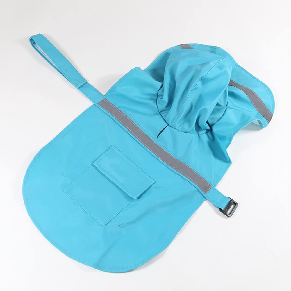 Dog Raincoats with Reflective Strip Hoodie - C3-Lake Blue / 16A (20-30 lbs) - image 3
