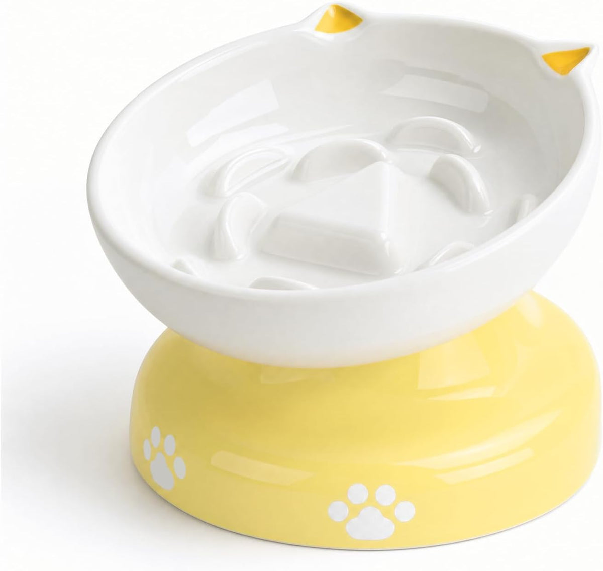 Y YHY Ceramic Cat Slow Feeder - Yellow / 6 inches