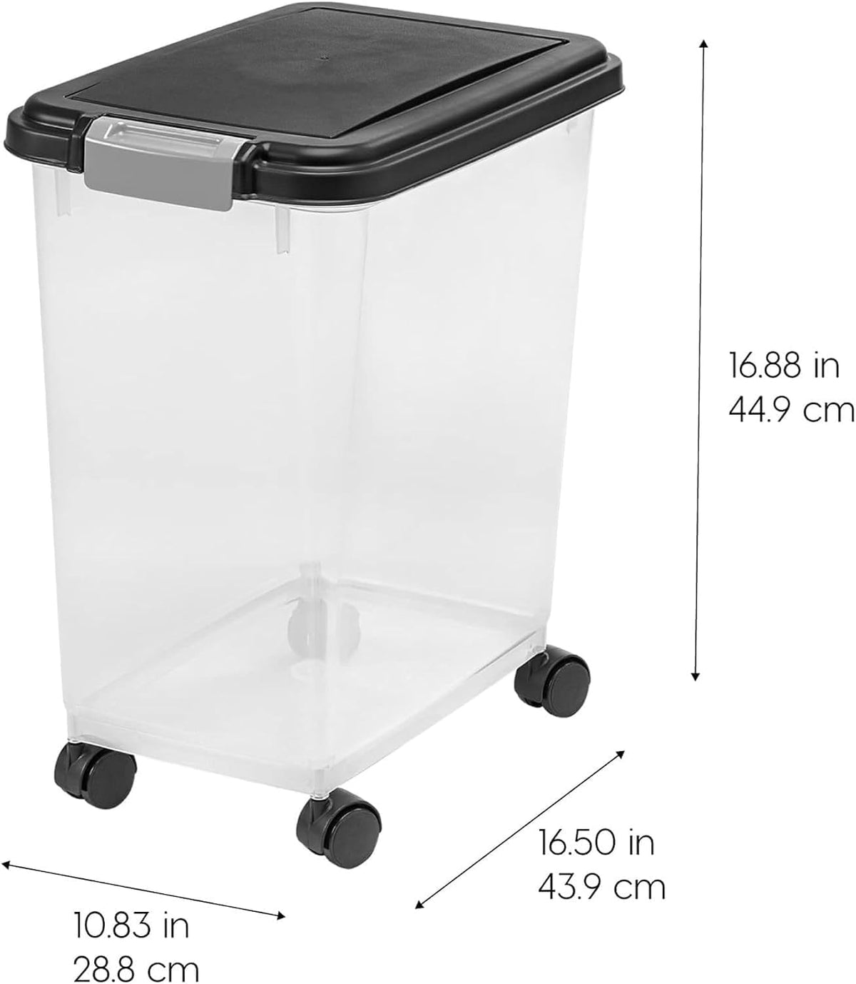 IRIS USA Airtight Pet Food Storage Rolling Container - 30 lbs / Black - image 3