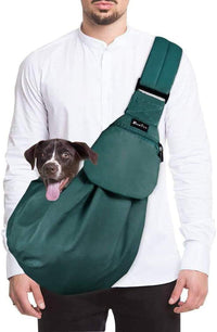 SlowTon Dog Carrier Sling - J-Green Cotton Fabric / For Pets 6-12lbs