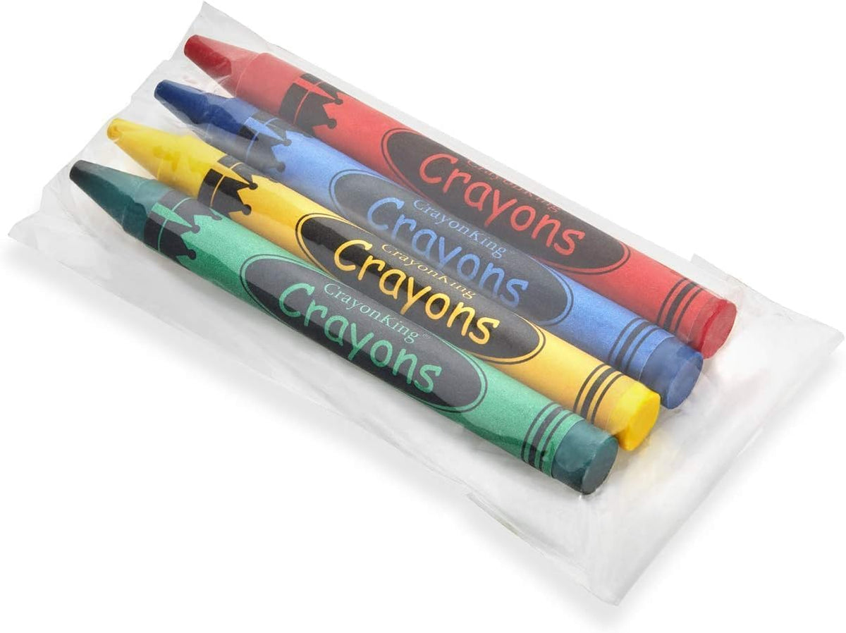 CrayonKing 100 Bulk Crayons, 25 Individually Wrapped 4-Packs – Fun for Kids & Family - 25 Sets of 4-Packs in Cello (100 Ct)
