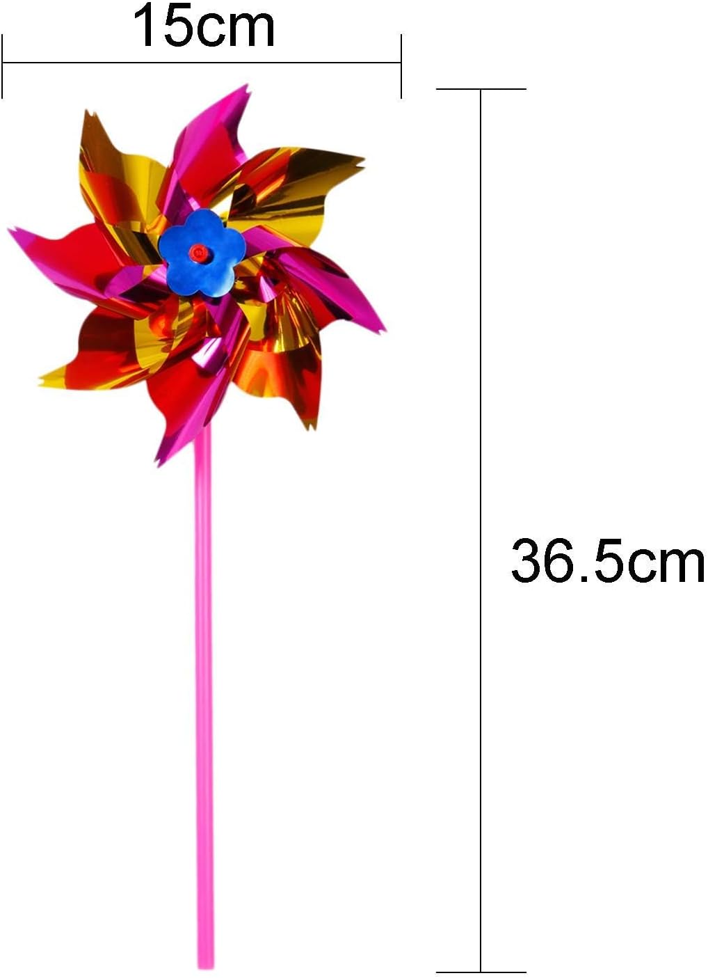 Elcoho 100 Pieces Plastic Rainbow Windmill Party Pinwheels DIY - 100 - image 2