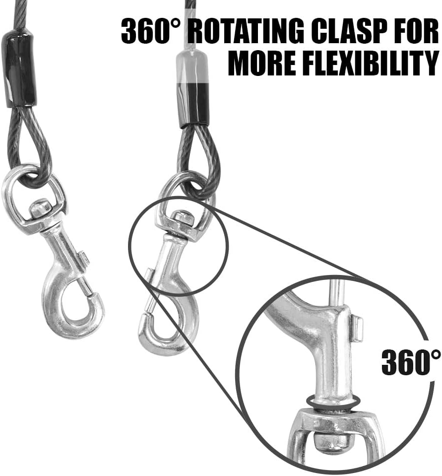 BV Dog Tie Out Cable 30 Feet - 250lbs/ 25ft/ Grey / Pair - image 2