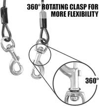 BV Dog Tie Out Cable 25 Feet - Heavy Duty Dog Lead Up to 250 Pounds - Reflective & Rust-Free with Quick Release Swivel Clips & 360° Rotating Clasp - Tangle-Free Dogs Runner for Yard (Grey, Pair)