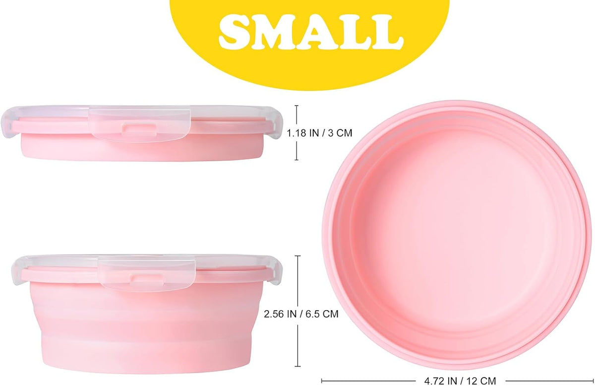 Joyinjojo Collapsible Dog Bowls with Lids - Small / Pink - image 2