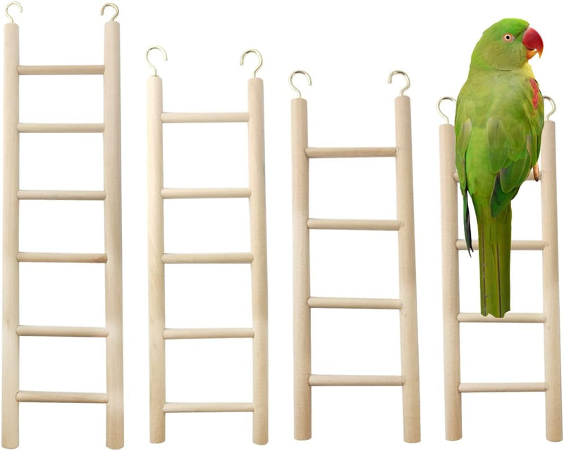 GXXMEI 4PCS Bird Toys, Wooden Ladder Climbing Toys for Parakeets