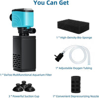 DaToo Aquarium Filter 5-15 Gallon Fish Tank Filter 120GPH Powerful - 20W 400GPH For 35-75 Gallon - image 3