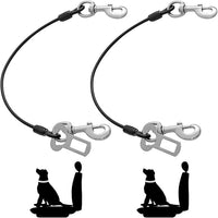 Dog Seat Belt Harness for Car,2pcs Dog Seatbelt of Coated Wire Leash Safety Restraint,No Chew Tether Cable Vehicle Dog Accessories,Double Clips & Latch (2 Pack Black, 16 inch/40 CM)