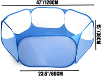 Small Animals Tent, Breathable Transparent Pet Playpen Pop Open Outdoor/Indoor Exercise Fence - Blue+blue / Backpack+Playpen - image 3