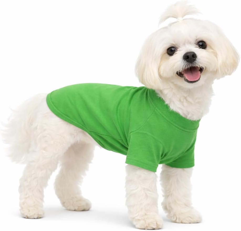 Lovelonglong Pet Clothing Dog Costumes Basic Blank T-Shirt Tee Shirts - M (-9lbs) / Green