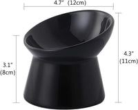 Elevated Cat Bowls, 15° Tilted Ceramic Cat Food Bowl - Black / Small - image 2