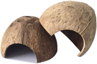 PINVNBY 2 PCS Natural Coconut Reptile Hideouts Lizard Coco Hut Hermit - Smooth Surface / 2 PCS