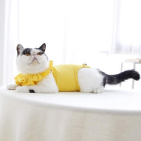 Cat Recovery Suit for Abdominal Wounds and Skin Diseases,Breathable Surgical Recovery Shirt After Surgery Wear Anti Licking Wounds,E-Collar Alternative for Female Cats Kitten(RSC01-yellow-s)