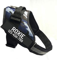 PawPawify Custom No Pull Dog Harness with Name and Phone Number, Heavy Duty Personalized Pet Vest to Prevent Tugging, Pulling, or Choking, Training and Walking (Camouflage Navy, XS (5-9LBS))