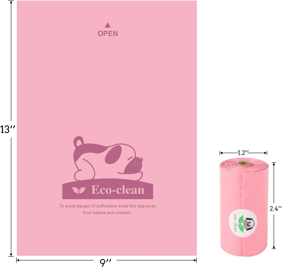 ECO-CLEAN Dog Poop Bags, 24 Rolls/360 Bags with Dispenser – Essentials for Dogs - Pink-Scented - image 2
