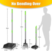 Pooper Scooper, Dog Pooper Scooper Long Handle Stainless Metal Tray and Rake for Medium Small Dogs - 2. Rake + Extra Large Tray - image 3