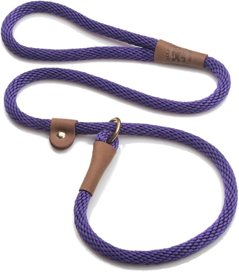 Mendota Pet Slip Leash, Dog Lead and Collar Combo - 1/2 in x 6 ft / Purple