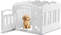 Dog Playpen with Divider & Washable Floor Pad - White / 4-Panel Compact Space / 24"H