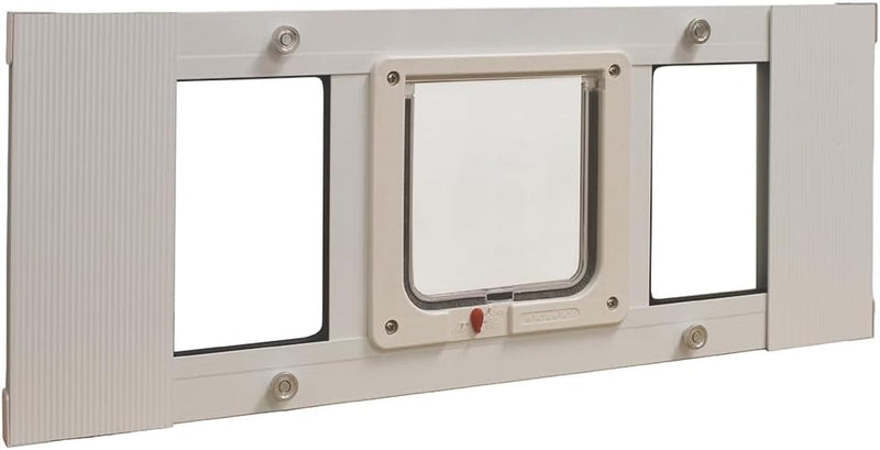 Ideal Pet Products Aluminum Sash Window Pet Door – Essentials for Cats - 6-1/4" x 6-1/4" Cat Flap Size / Window Width: 27" - 32"