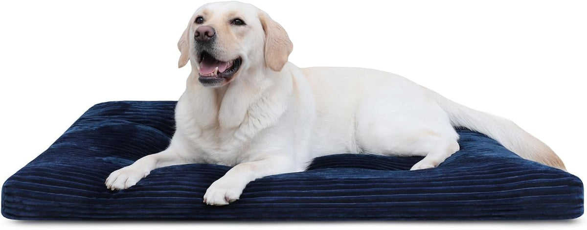 KSIIA Washable Dog Crate Bed Kennel Mat for Large Dogs - Blue / 35.0"L x 23.0"W x 3.0"Th