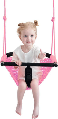 2 -in - 1 Toddler Swing. Swing Seat for kids Adjustable Ropes, for Kids Heavy Duty Rope Play - Pink