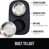 GORILLA GRIP Dog Bowl Set with Feeding Mat - Black / 1 Cup Bowls - image 2