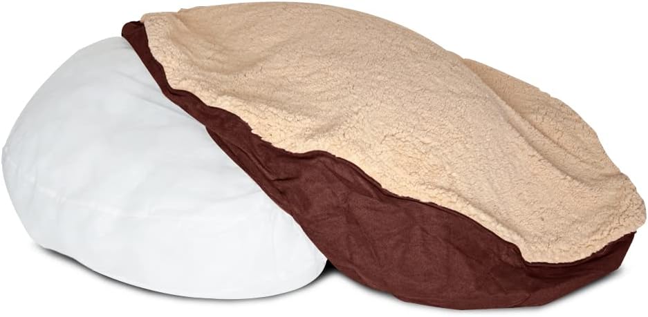 Floppy Dawg Universal Round Dog Bed Replacement Cover. Removable - Large Brown with Beige Top - image 3