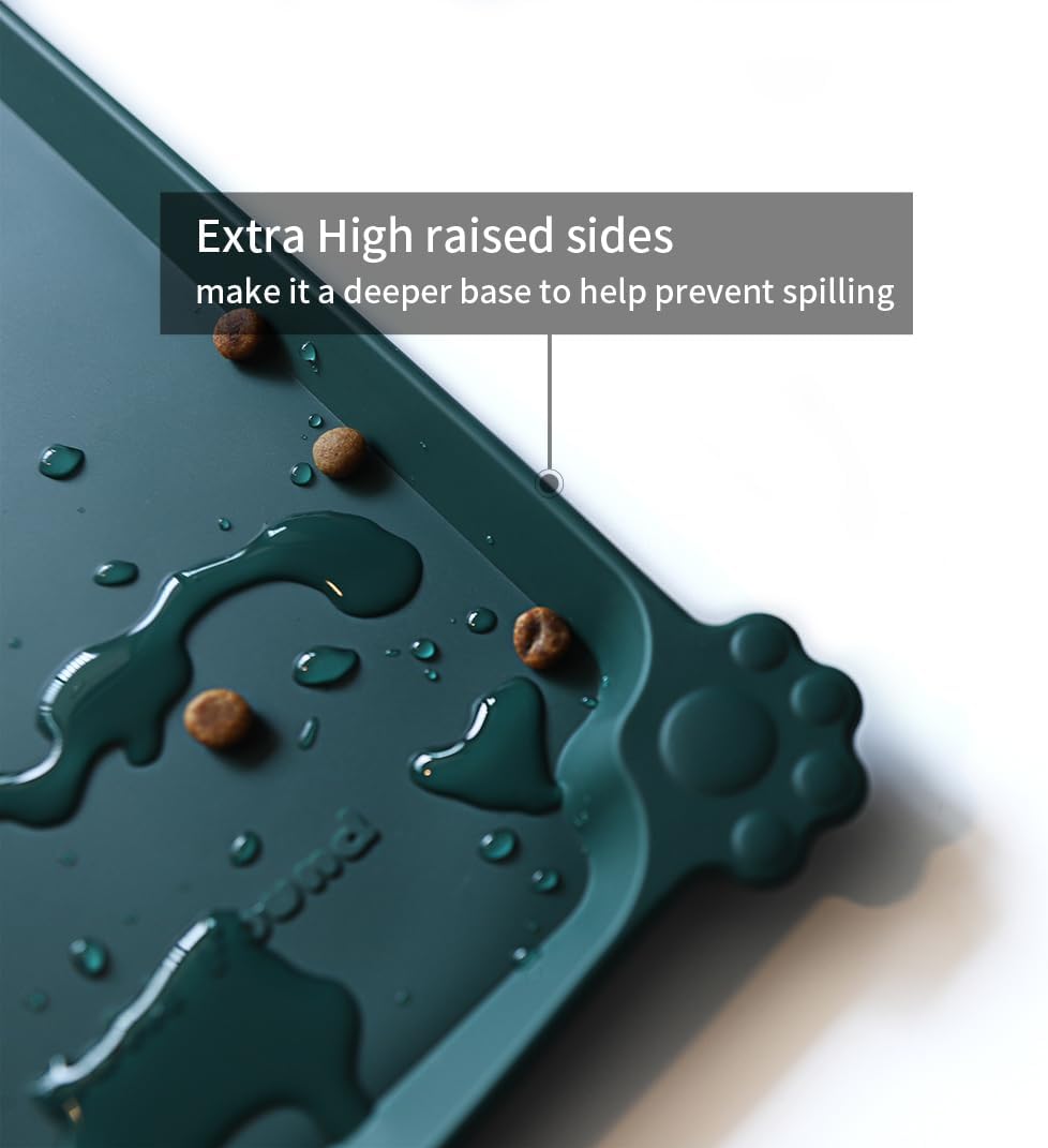 Hoki Found -Waterproof Pet Feeding Mats with High Lips - 28"L x 20"W / Dark Cedar - image 2