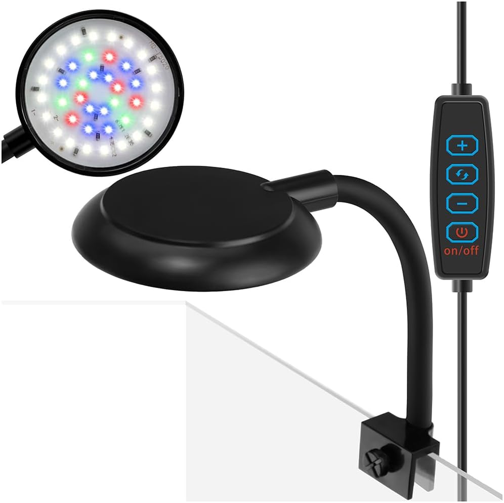 DaToo Mini Clip On Aquarium Light 7W Dimmable Small Fish Tank Light - Mini With Dimmer