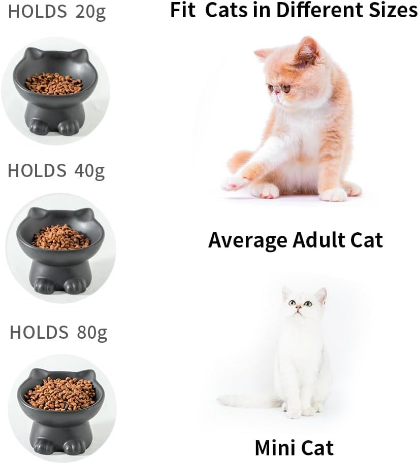Nihow Ceramic Basic Cat Bowls: 5 Inch Cat Bowl for Food & Water – Essentials for Cats - 4.5 OZ / Matte Black - image 2