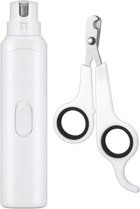 Lasnten 2 Pcs Bird Nail Grinder with Clipper Bird Nail Trimmer File - White