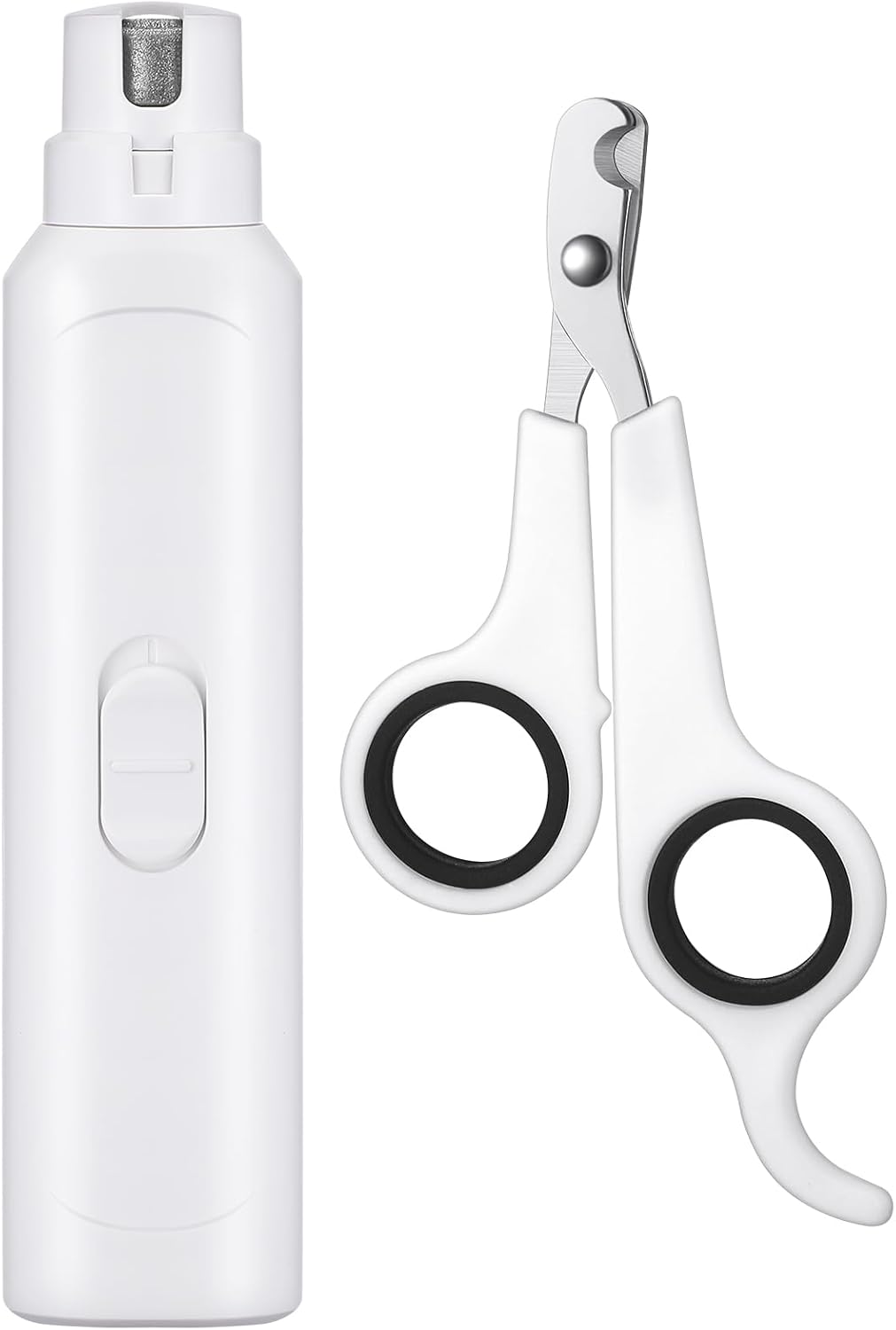 Lasnten 2 Pcs Bird Nail Grinder with Clipper Bird Nail Trimmer File - White