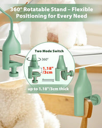 2-in-1 Hands-Free Dog Hair Dryer with Table Clamp – Low Noise Pet Grooming Dryer for Dogs & Cats, Adjustable Heat & Speed, Wearable or Desktop Use(Green)