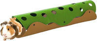 Guinea Pig Tunnel Foldable Fleece Hideout Tube with Cheese-Hole Design Soft Cozy Hideaway for Guinea Pig Cage Corner Indoor Play and Napping-Green