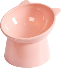 Tilted Cat Food Bowl, Whisker Friendly, Anti Vomiting, Slanted - Tall Cat Bowl-Pink