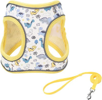 Step in Dog Harness and Leash Set, Pet Vest Harness - Yellow-Dinosaur / S