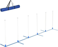 PawHut Dog Agility Training Equipment Set with Weave Poles Carry Bag