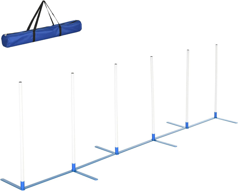 PawHut Dog Agility Training Equipment Set with Weave Poles Carry Bag