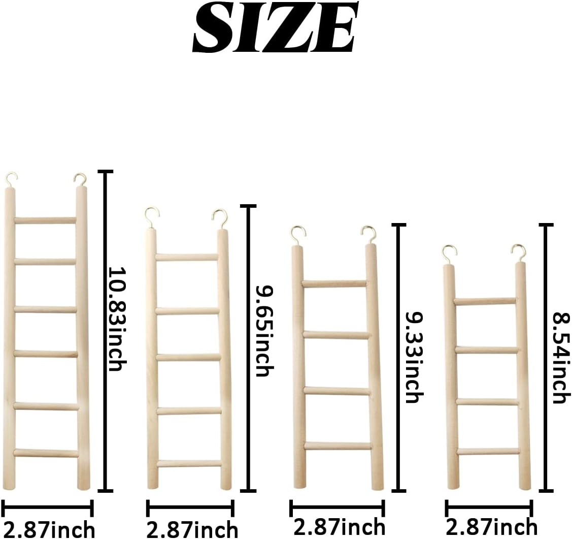 GXXMEI 4PCS Bird Toys, Wooden Ladder Climbing Toys for Parakeets - image 2