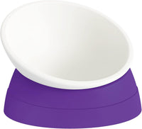 17 oz Raised Cat Food Bowls, Adjustable-Angle Pet Bowls - Milky White, Purple