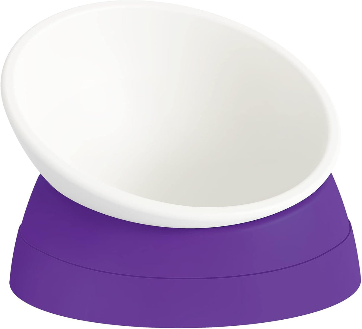 17 oz Raised Cat Food Bowls, Adjustable-Angle Pet Bowls - Milky White, Purple